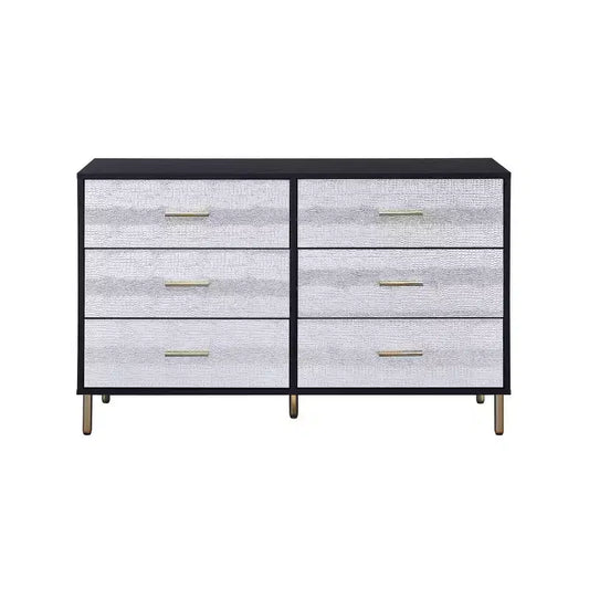 47" Myles Decorative Storage Drawers Black, Silver and Gold Finish - Acme Furniture: 5-Drawer Wood Composite, No Assembly Required