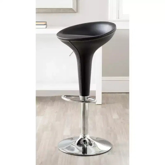 Taburete de bar giratorio ajustable, respaldo bajo, sin brazos, tapicería de PVC, estructura de acero, capacidad de 125 kg