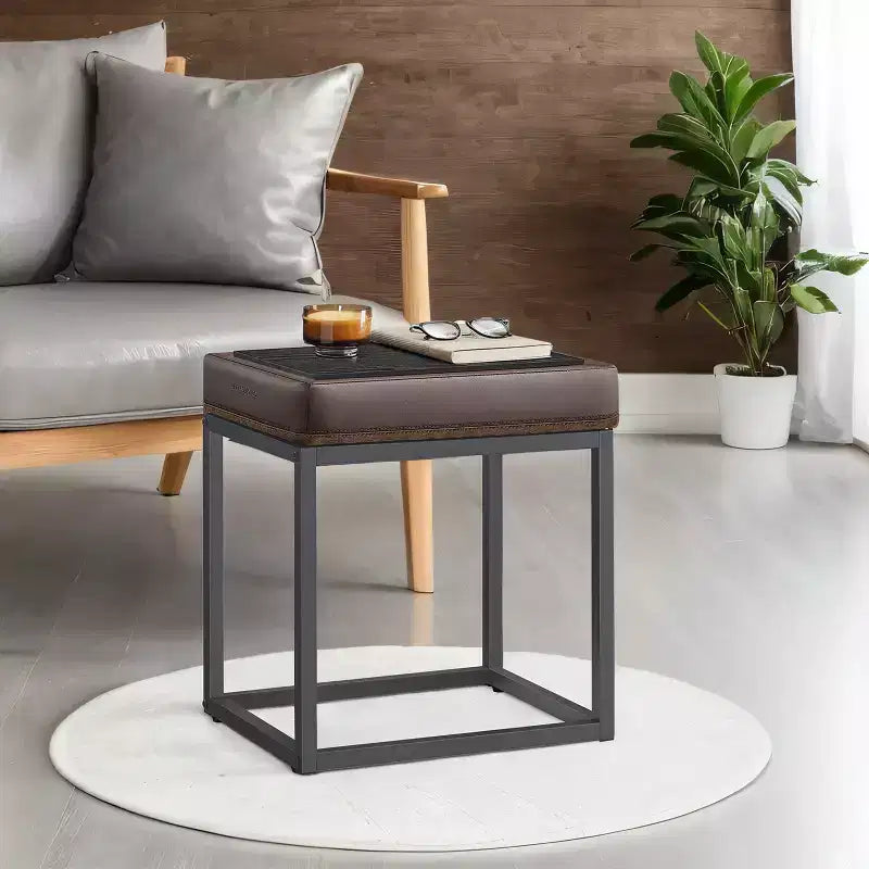 Otomana, Taburete para tocador, Otomana pequeña, Mesa otomana, Reposapiés, Tapa reversible, Soporta 299 kg