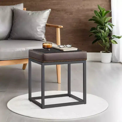 Otomana, Taburete para tocador, Otomana pequeña, Mesa otomana, Reposapiés, Tapa reversible, Soporta 299 kg