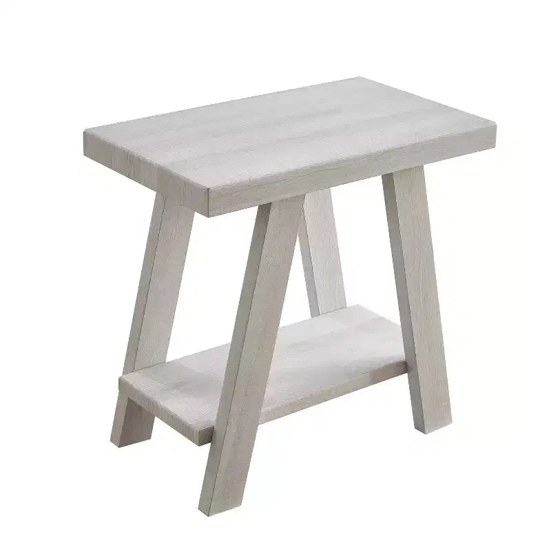 Mesa auxiliar/estante de madera contemporánea Athens con acabado blanco