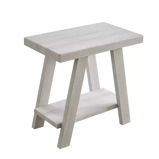 Mesa auxiliar/estante de madera contemporánea Athens con acabado blanco