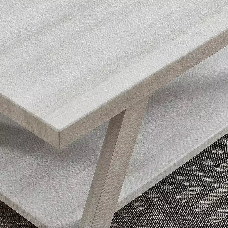Mesa auxiliar/estante de madera contemporánea Athens con acabado blanco
