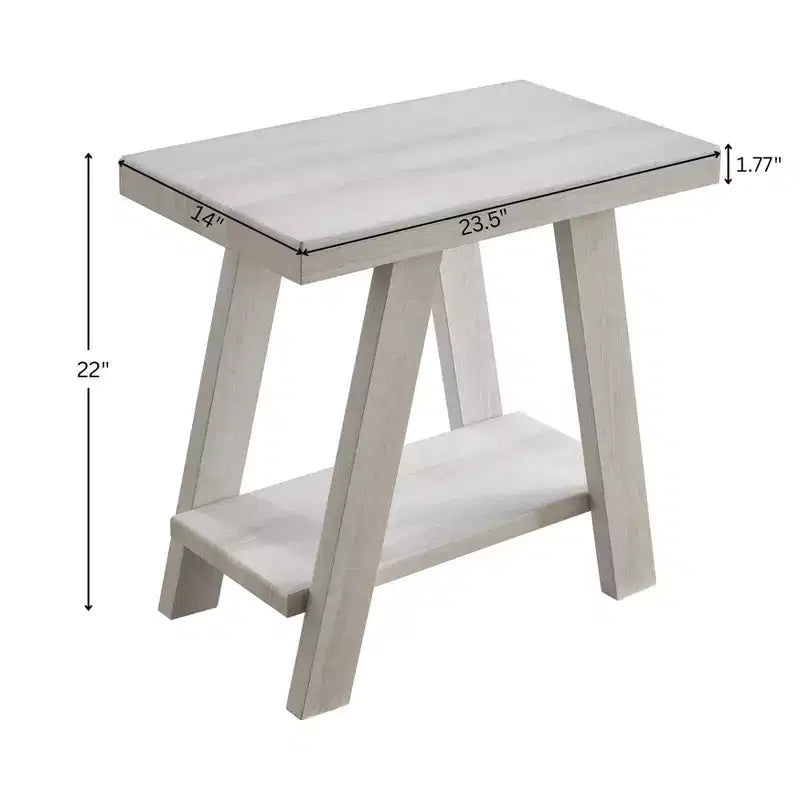Mesa auxiliar/estante de madera contemporánea Athens con acabado blanco