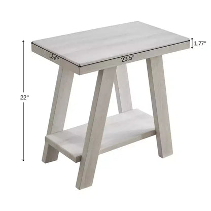 Mesa auxiliar/estante de madera contemporánea Athens con acabado blanco