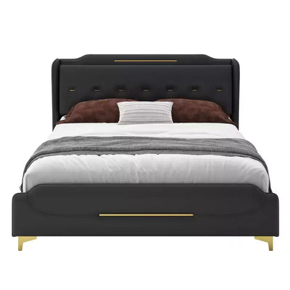 Christopher Knight Home King Modern Faux Leather Upholstered Bed with Wingback Headboar