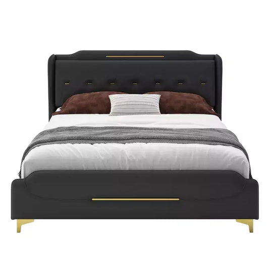 Christopher Knight Home King Modern Faux Leather Upholstered Bed with Wingback Headboar