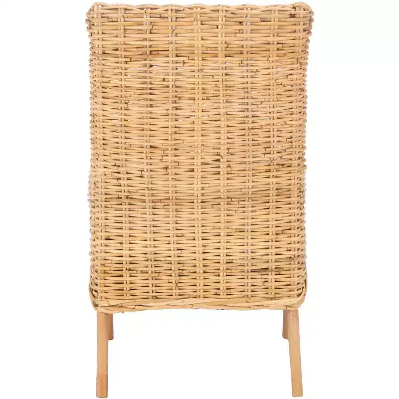 Sillón auxiliar de ratán con cojín, lavado blanco y gris, estructura de madera, soporta 125 kg