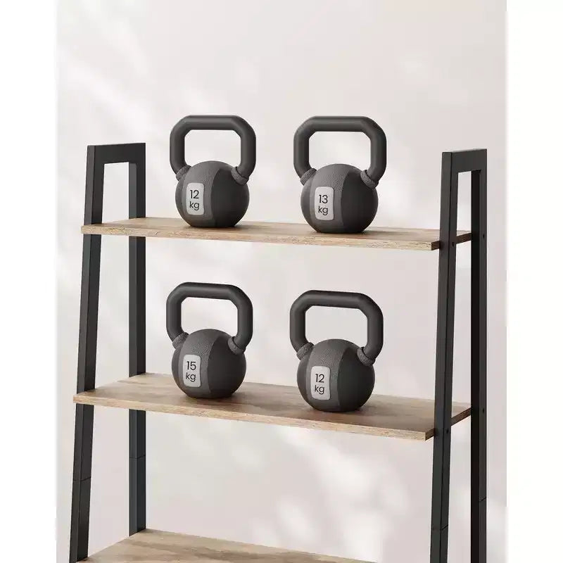 Estantería tipo escalera, librería de 4 niveles, estante de almacenamiento, estantería con marco de acero, para sala de estar, oficina en casa, cocina, dormitorio, estilo industrial
