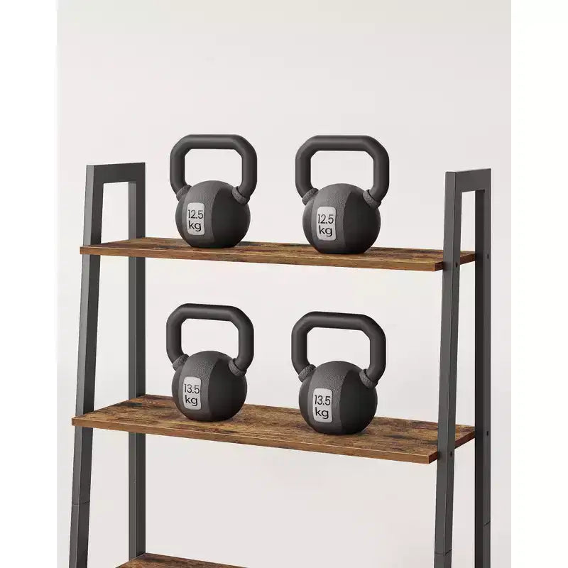 Estantería tipo escalera, librería de 4 niveles, estante de almacenamiento, estantería con marco de acero, para sala de estar, oficina en casa, cocina, dormitorio, estilo industrial