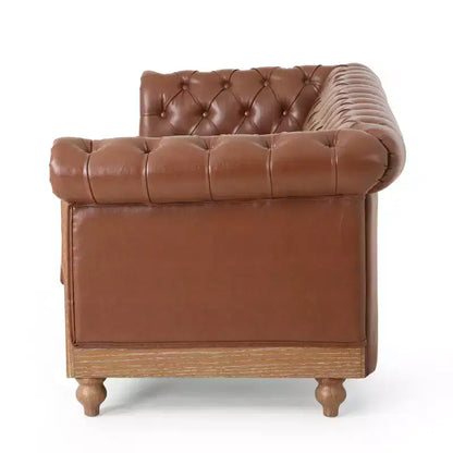 Sofá tapizado con mechones retro de madera de 3 plazas y 79 pulgadas