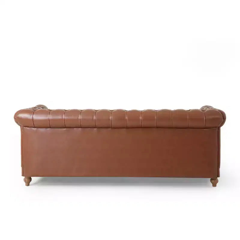 Sofá tapizado con mechones retro de madera de 3 plazas y 79 pulgadas