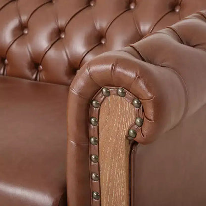 Sofá tapizado con mechones retro de madera de 3 plazas y 79 pulgadas