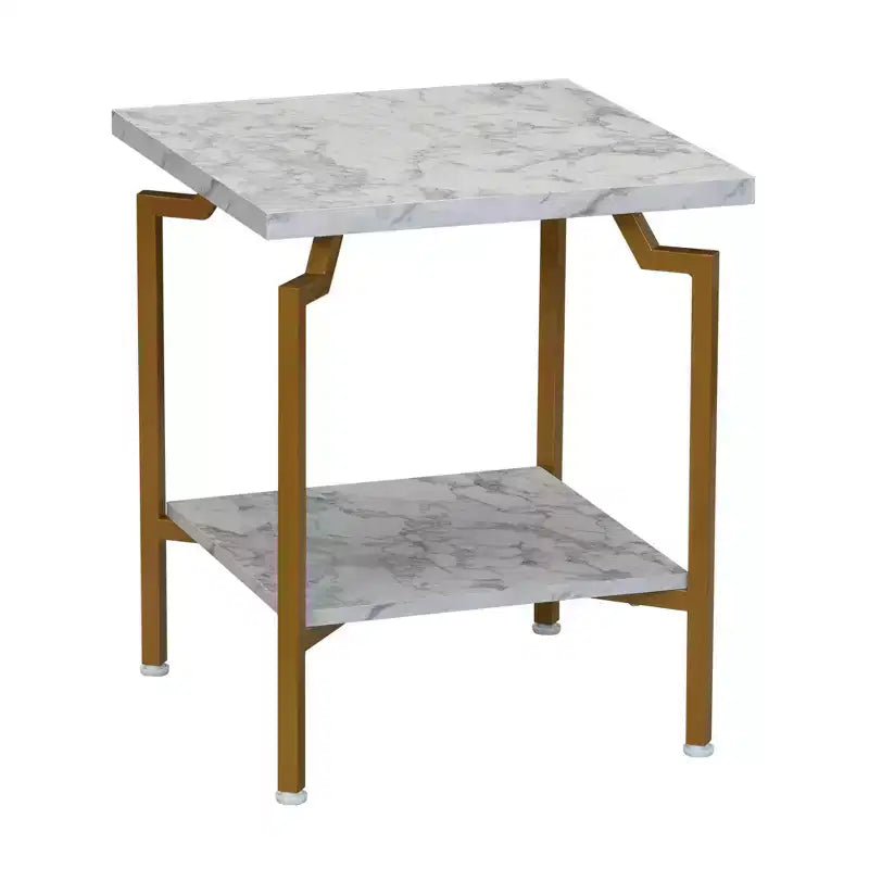 Mesa auxiliar cuadrada con estante de almacenamiento, 18.5"W x 21.75"H, multicolor