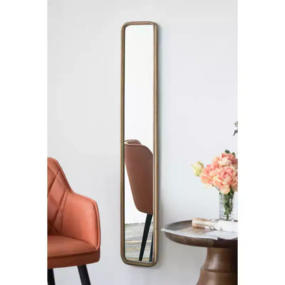 47 x 8 Inch Full Length Wall Mirror with Antique Gold Metal Frame