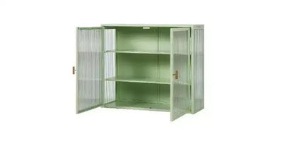 Aparador de 3 niveles moderno, hierro y vidrio templado con 2 puertas para organizar el hogar