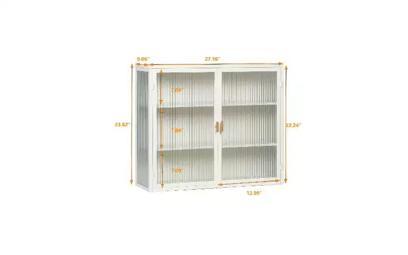 Aparador de 3 niveles moderno, hierro y vidrio templado con 2 puertas para organizar el hogar