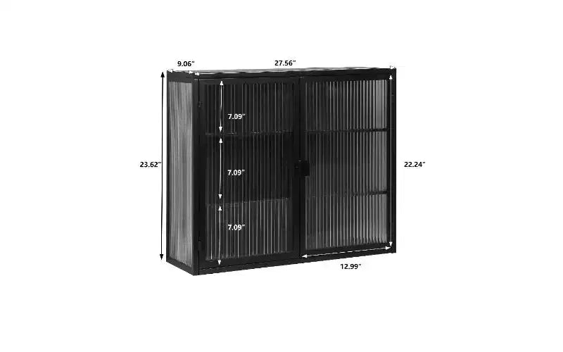 Aparador de 3 niveles moderno, hierro y vidrio templado con 2 puertas para organizar el hogar
