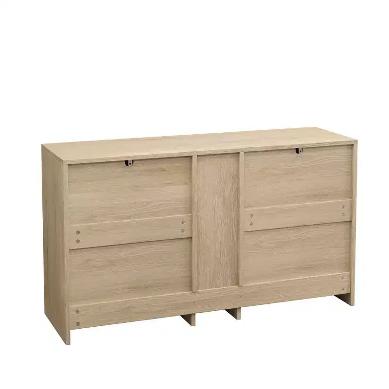 Cómoda de 9 cajones, cómoda de ratán para dormitorio, armario de almacenamiento ancho de madera natural con asas, organizador de cajones para TV
