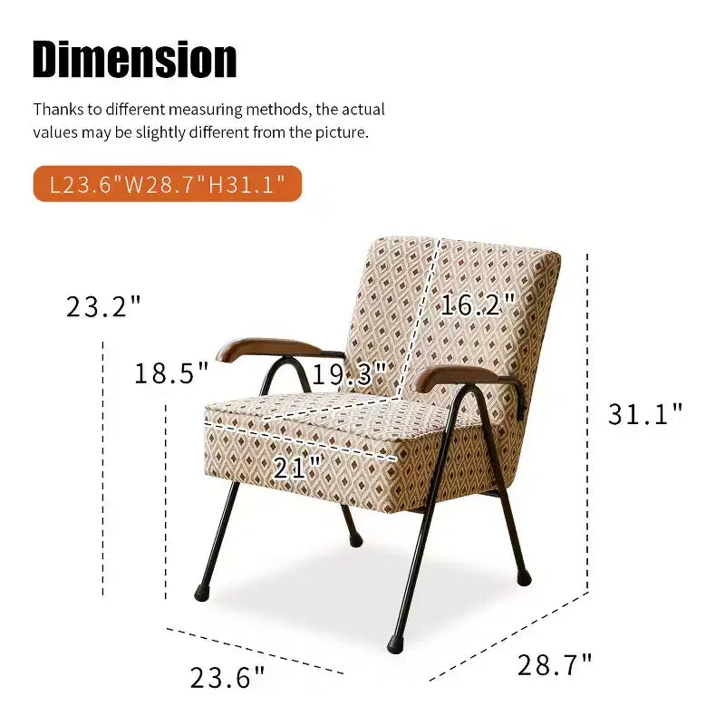 Sillón orejero moderno de tela con respaldo alto y patas de metal en X para sala de estar