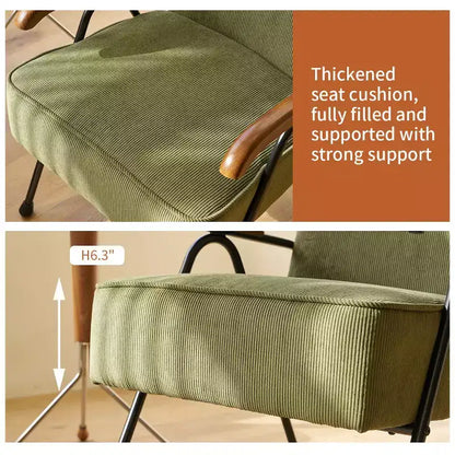 Sillón orejero moderno de tela con respaldo alto y patas de metal en X para sala de estar