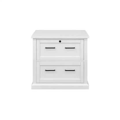 Modern Wood Lateral File Office Drawer White - Abby Collection - Martin Furniture: Shaker Doors, Bead Board Panels, Built-in Power Centers