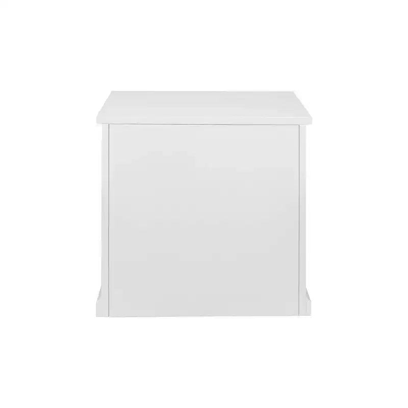 Archivador lateral moderno de madera blanca con puertas estilo shaker y centros de energía integrados