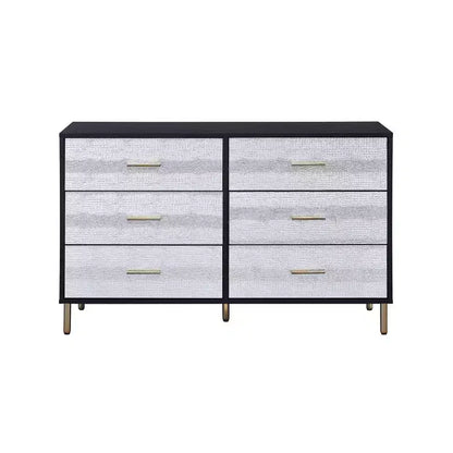 47" Myles Decorative Storage Drawers Black, Silver and Gold Finish - Acme Furniture: 5-Drawer Wood Composite, No Assembly Required