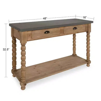 Mesa consola rectangular rústica de madera, 122x41x81 cm, tapa de MDF, estructura de madera