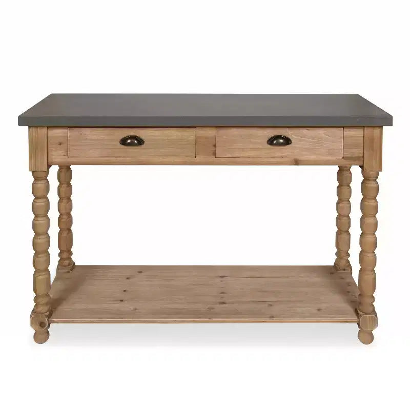 Mesa consola rectangular rústica de madera, 122x41x81 cm, tapa de MDF, estructura de madera