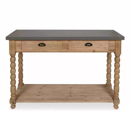 Mesa consola rectangular rústica de madera, 122x41x81 cm, tapa de MDF, estructura de madera