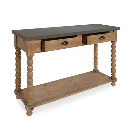 Mesa consola rectangular rústica de madera, 122x41x81 cm, tapa de MDF, estructura de madera