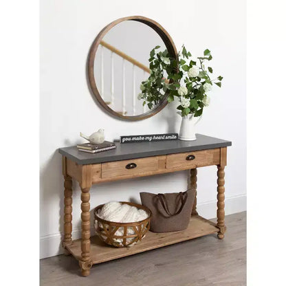 Mesa consola rectangular rústica de madera, 122x41x81 cm, tapa de MDF, estructura de madera