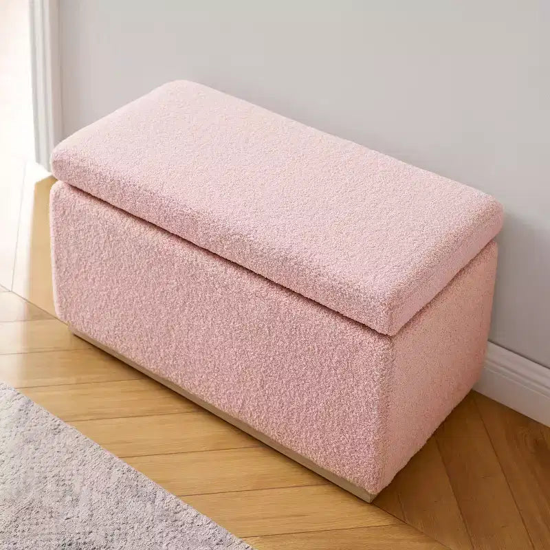 Puf otomano rectangular con cojín acolchado extraíble, 81 cm de ancho, soporta 90 kg, marco de madera natural