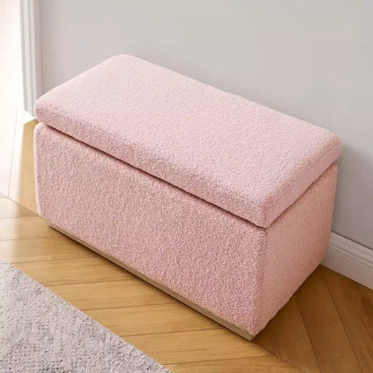 Puf otomano rectangular con cojín acolchado extraíble, 81 cm de ancho, soporta 90 kg, marco de madera natural