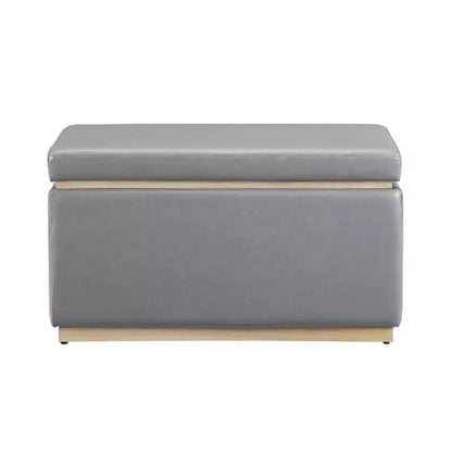 Puf otomano rectangular con cojín acolchado extraíble, 81 cm de ancho, soporta 90 kg, marco de madera natural