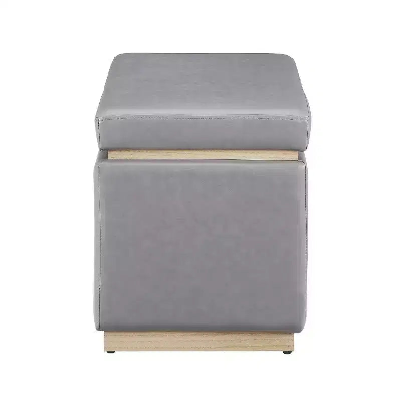 Puf otomano rectangular con cojín acolchado extraíble, 81 cm de ancho, soporta 90 kg, marco de madera natural