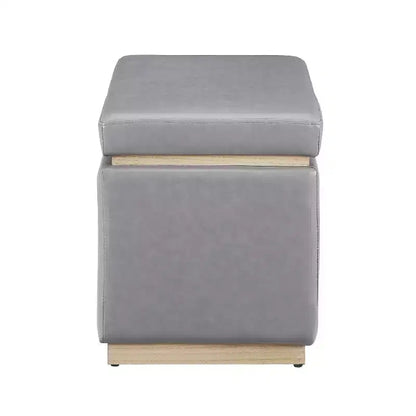 Puf otomano rectangular con cojín acolchado extraíble, 81 cm de ancho, soporta 90 kg, marco de madera natural