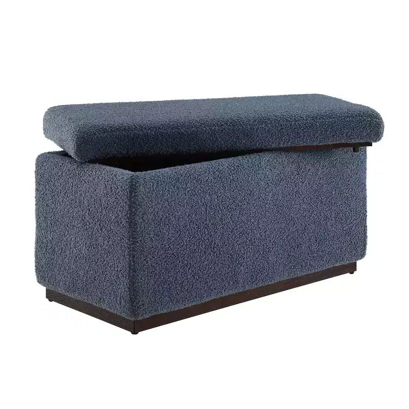 Puf otomano rectangular con cojín acolchado extraíble, 81 cm de ancho, soporta 90 kg, marco de madera natural