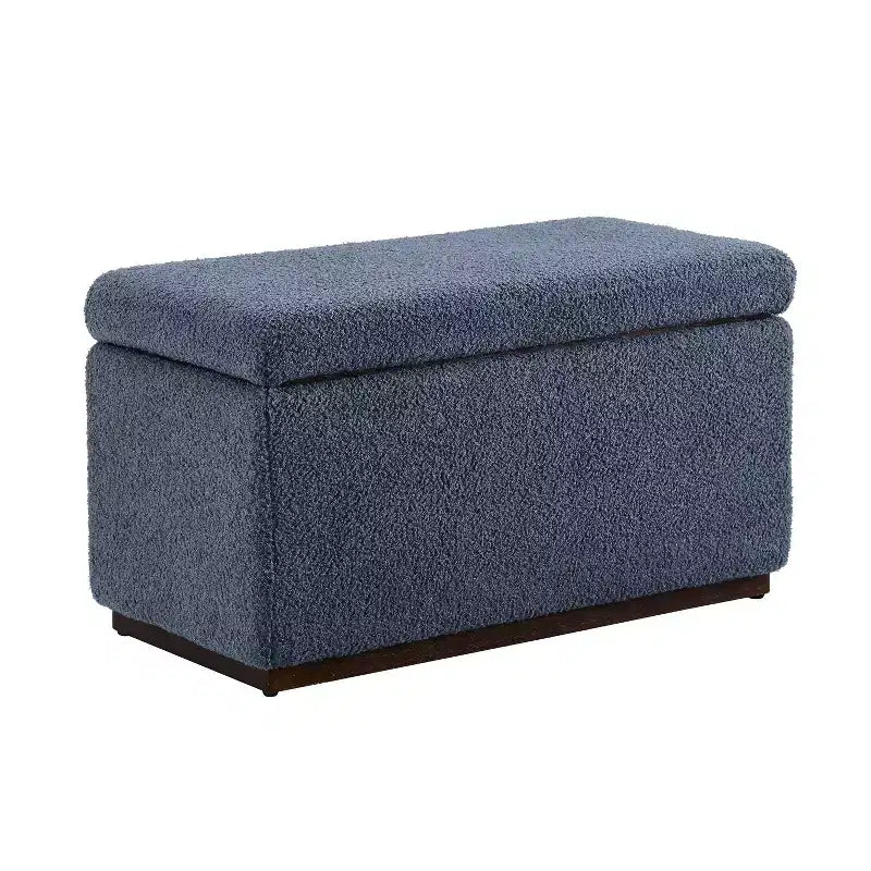 Puf otomano rectangular con cojín acolchado extraíble, 81 cm de ancho, soporta 90 kg, marco de madera natural
