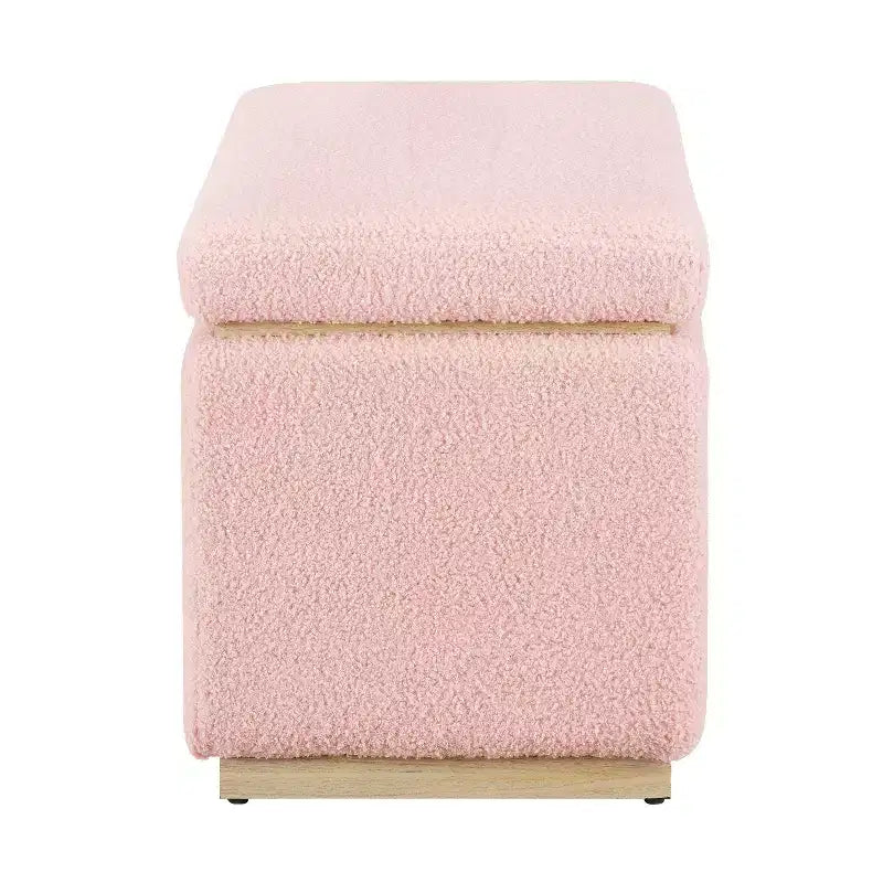 Puf otomano rectangular con cojín acolchado extraíble, 81 cm de ancho, soporta 90 kg, marco de madera natural