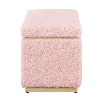 Puf otomano rectangular con cojín acolchado extraíble, 81 cm de ancho, soporta 90 kg, marco de madera natural
