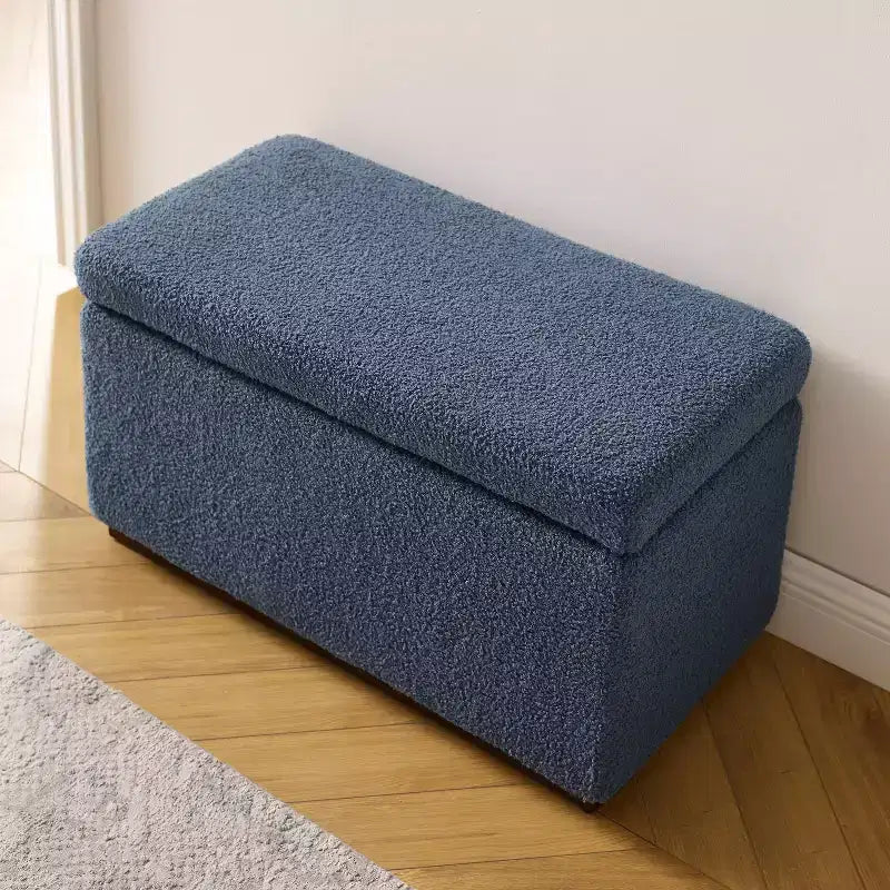 Puf otomano rectangular con cojín acolchado extraíble, 81 cm de ancho, soporta 90 kg, marco de madera natural
