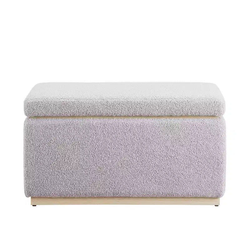 Puf otomano rectangular con cojín acolchado extraíble, 81 cm de ancho, soporta 90 kg, marco de madera natural