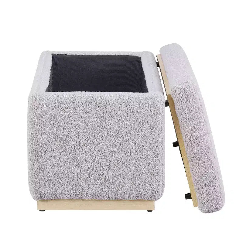 Puf otomano rectangular con cojín acolchado extraíble, 81 cm de ancho, soporta 90 kg, marco de madera natural