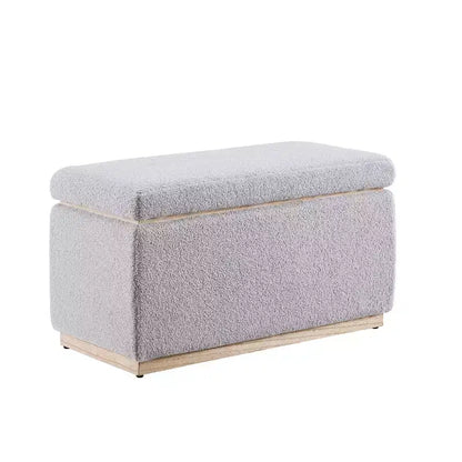 Puf otomano rectangular con cojín acolchado extraíble, 81 cm de ancho, soporta 90 kg, marco de madera natural