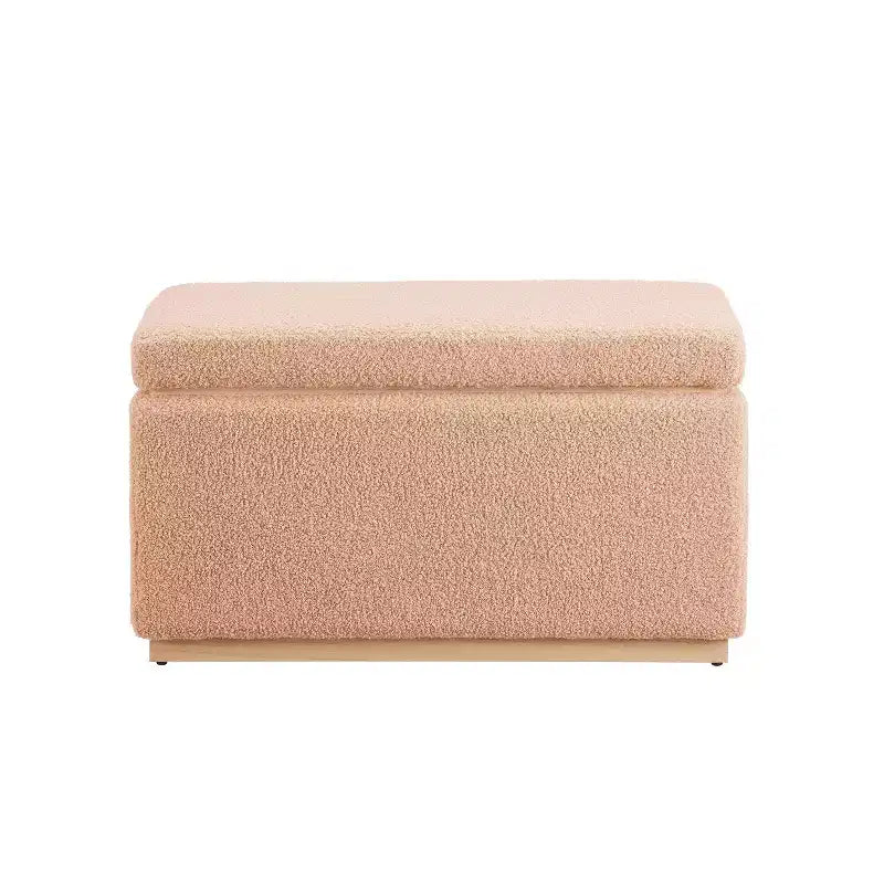 Puf otomano rectangular con cojín acolchado extraíble, 81 cm de ancho, soporta 90 kg, marco de madera natural