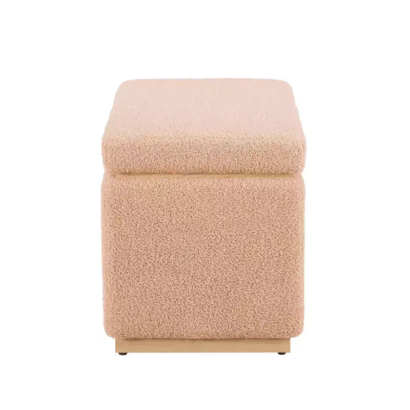 Puf otomano rectangular con cojín acolchado extraíble, 81 cm de ancho, soporta 90 kg, marco de madera natural