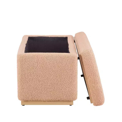 Puf otomano rectangular con cojín acolchado extraíble, 81 cm de ancho, soporta 90 kg, marco de madera natural