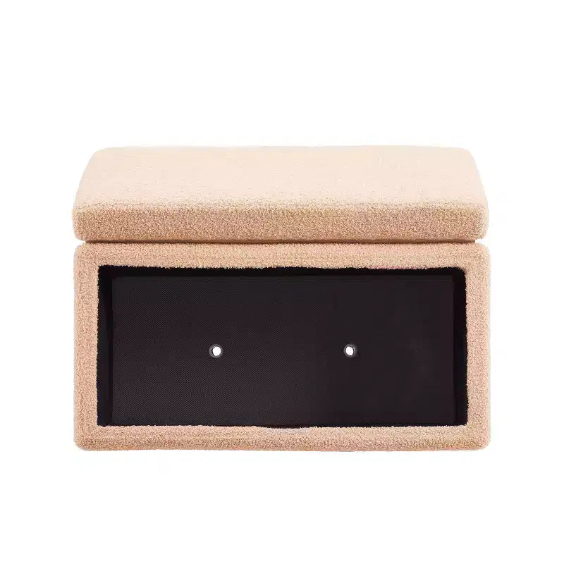 Puf otomano rectangular con cojín acolchado extraíble, 81 cm de ancho, soporta 90 kg, marco de madera natural